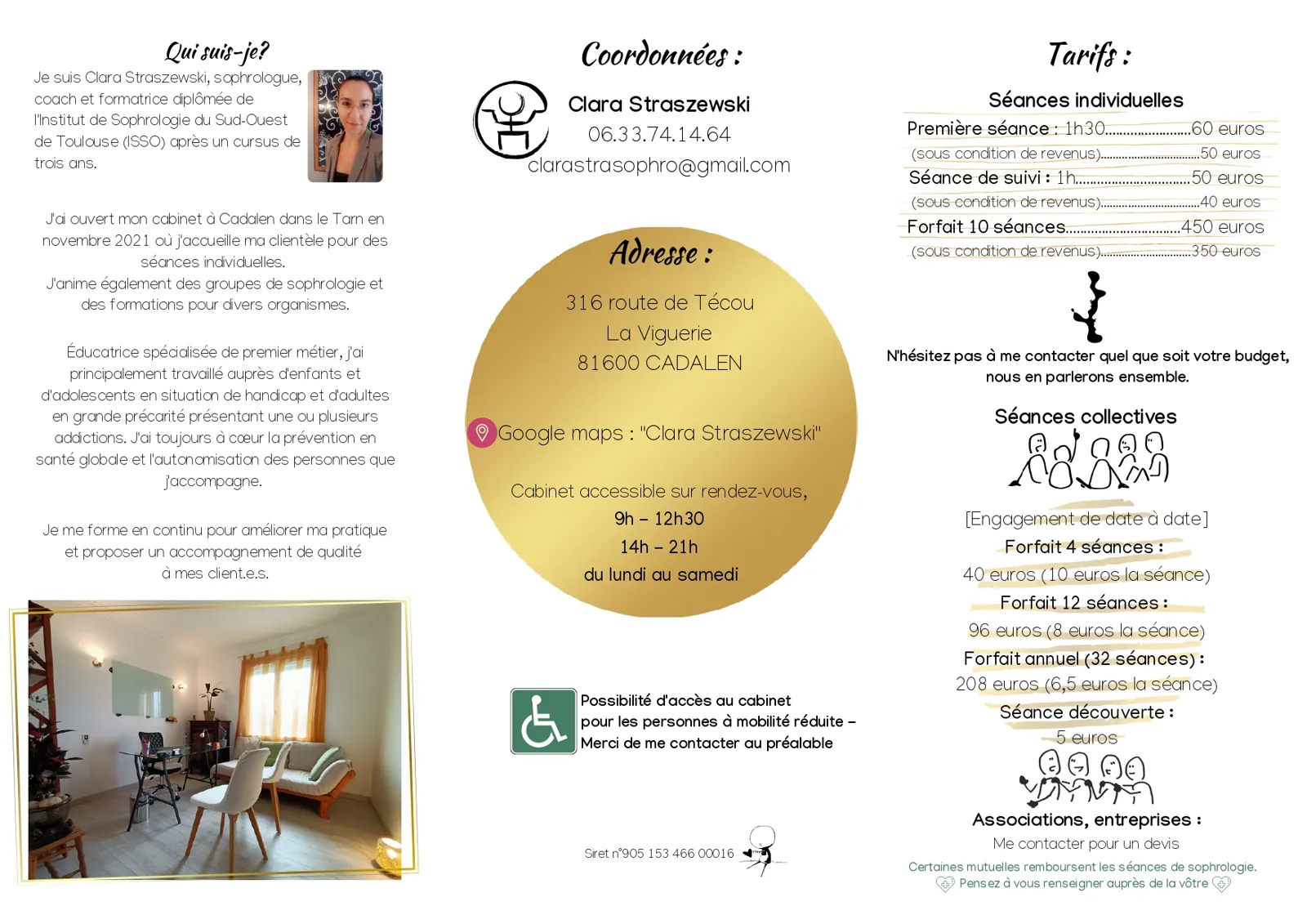 Plaquette de Clara Straszewsky, sophrologue, page 2