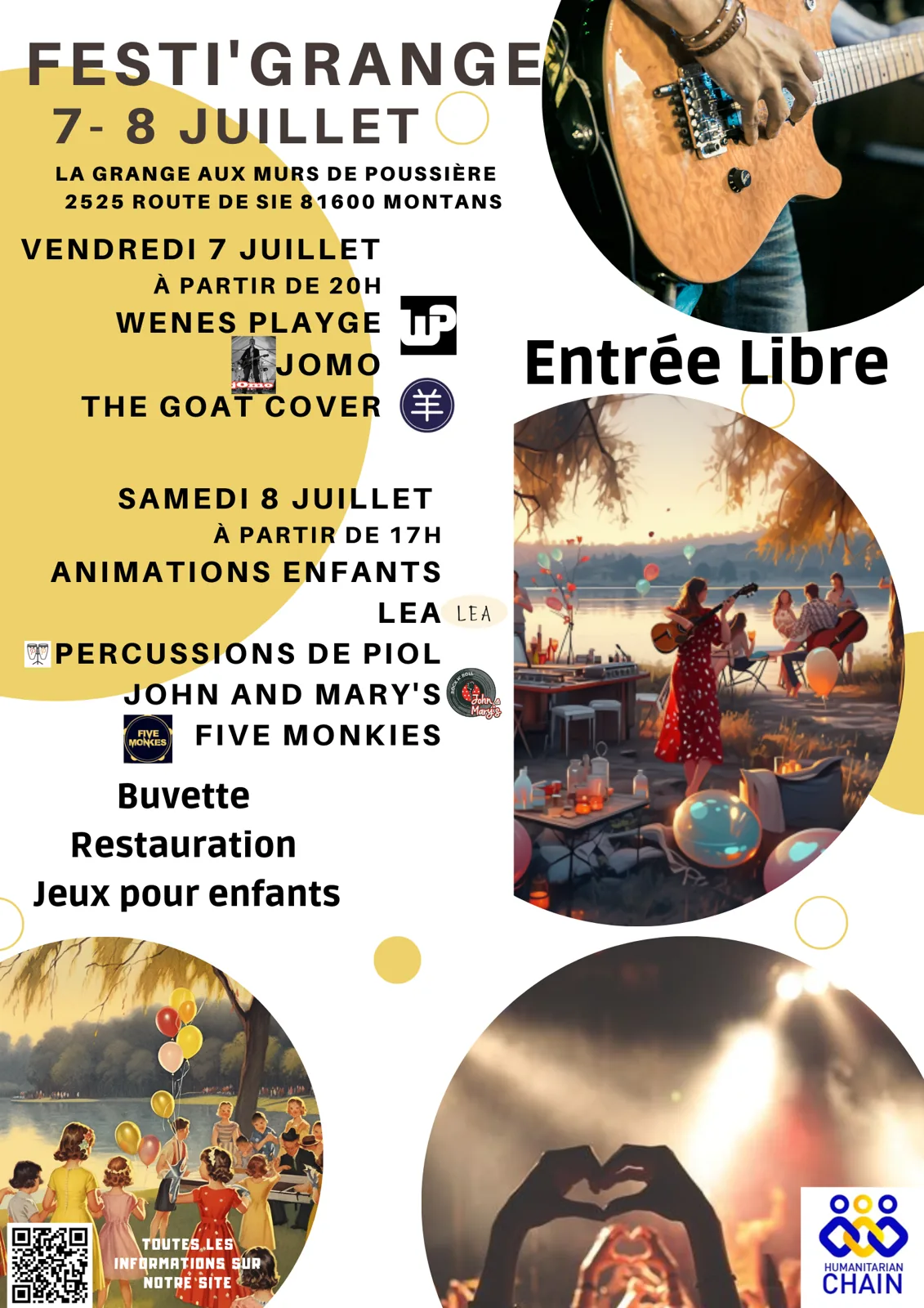 Affiche du Festi’Grange, les 7 et 8 juillet à Montans, entrée libre